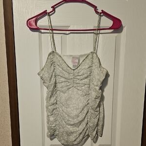 No Boundaries Cream Camisole with Ruched Spaghetti Straps